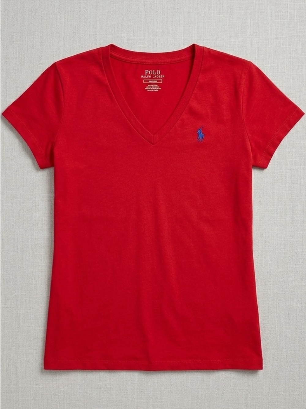 Polo Ralph Lauren Red Cotton V-Neck Tee - XS - NWOT